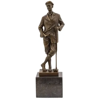 Aubaho Dekoobjekt Bronzeskulptur Golfer Golf im Antik-Stil Bronze Figur 32cm