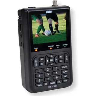 Summit SM 201HD Satelliten Messgerät I Sat Finder für DVB-S/S2 I Digitales Messgerät mit 3,5" TFT LCD Display & Tonsignal I inkl. Steckernetzteil, AV-Adapterkabel & Nylonschutztasche