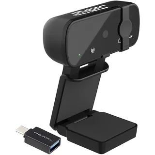 Somikon 4K-USB-Webcam mit Linsenabdeckung und USB-A-auf-USB-Typ-C-Adapter