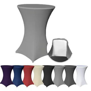EXKLUSIV HEIMTEXTIL Stehtischhusse für Bistrotisch mit 4 Fußlaschen elastisch Ø 70-75x110-120 cm Weiß