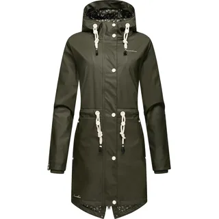 Navahoo Damen wasserdichte Übergangsjacke Regenjacke Flower of Ocean Dark Olive Gr. XS - XS