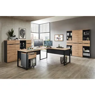 Innostyle Komplettbüro MEMPHIS IV 8-teilig Front Artisan Eiche Korpus Graphit