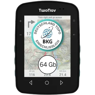 TwoNav Terra (64 GB) + Karte 1 Region Deutchland BKG Topo 1:25000, Outdoor GPS mit 3,7-Zoll-Breitbild für Berg, Wandern, MTB, Fahrrad oder Navigation