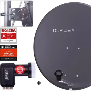 Dur-Line MDA 80 Anthrazit - Digiatale 4 Teilnehmer Satellitenschüssel Komplett-A...