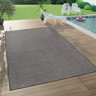 Paco Home Outdoor Teppich Balkon Terrasse Pastellfarben Flachgewebe Gartenteppich Modern, Grösse:120x160 cm, Farbe:Grau