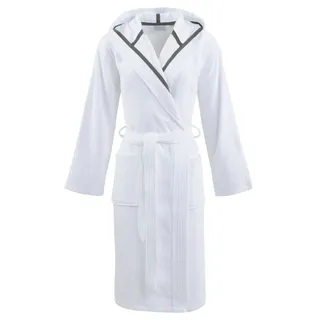 Carl Ross Unisex-Bademantel 41310, Midilänge, Walkfrottier, Kapuze, Gürtel, Midilänge weiß L