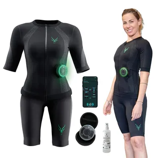 Antelope Evolution Frauen EMS Anzug Größe M, EMS Komplettsystem für effektives Ganzkörpertraining, Fitnessgerät für Zuhause oder im Studio, Heimtrainer, unterstützt beim Abnehmen und Muskelaufbau - Shirt M, Short M