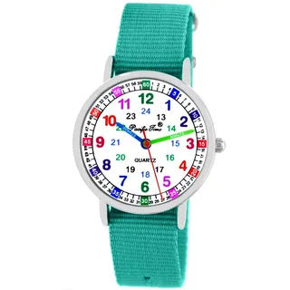 Pacific Time Kinder Armbanduhr Mädchen Jungen Uhr Kids Lernuhr türkis Textil Wechselarmband analog Quarz 10905