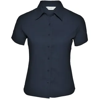Russell Collection Klassische Twill Bluse - Kurzarm, french navy, M