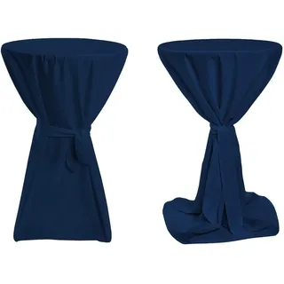 TexDeko Stehtischhusse Premium Dunkelblau Ø 60cm mit Schleifenband