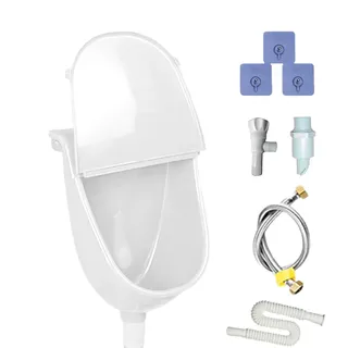 Urinal Urinalbecken, Aktualisierte Version Kunststoff Pissoir mit Schlauch, Einfach und Wasserlos Wandurinal Wandpissoir für Garten Camping Keller Baustelle WC