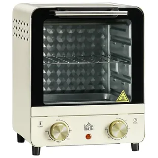 Homcom Minibackofen 15l 1000 W cremeweiß inkl. Backblech + Grillrost + Krümelblech