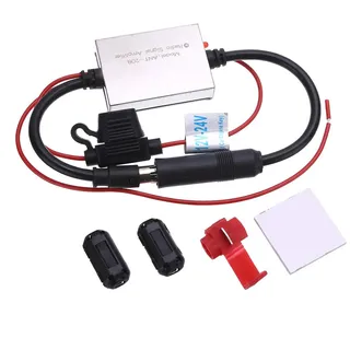 Autoradio Antennenverstärker, Asudaro Autoradio-Signalverstärker Universal Signalverstärker 12-24 V Funkantennen-Signalempfangsverstärker Auto Antennenverstärker,Schwarz