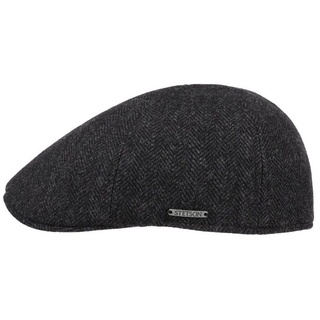 Stetson Texas Herringbone Cap - Schiebermütze Herren - Flatcap mit Baumwollinnenfutter - Schirmmütze Herbst/Winter - Herrenmütze schwarz-grau L 60-61 cm) - 60-61