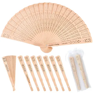 Personalisierter Holz Handfächer Fächer Hochzeit Individuell Gestalteter Holzfäche Vintagefächer Individuelle Hochzeits-Party-Dekoration, Brautparty-Geschenk für Hochzeit Gäste Geschenk (1)