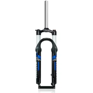 KANGXYSQ 20/24 Zoll Mountainbike Federgabel 1-1/8 Zoll Gerade Mechanische Gabel 100Mm Federweg QR 9 Mm Scheibenbremse Fahrrad Federgabel Manuelle Verriegelung(Black Blue,24inch)