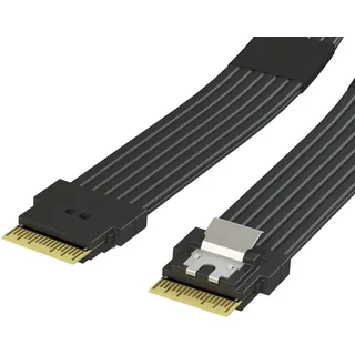 LINKUP - Slim SAS SFF-8654 4i Geradeaus zu SFF-8654 4i Gerade 24Gbps Hochgeschwindigkeits SAS 4.0/PCIe 4.0-Kabel für 85-Ohm-PCIe-Anwendung (NVMe SSD Slimline) 32AWG Flachbandkabel - 50cm