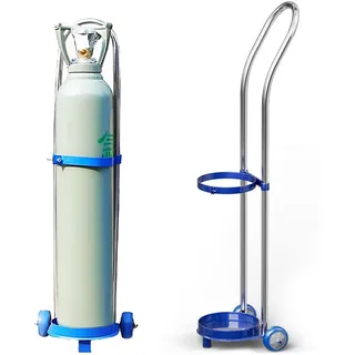 Gasflaschenwagen aus Edelstahl, Sauerstoffflaschenwagen für 10/15/20 Liter Sauerstoffflaschen, tragbarer rollbarer Gasflaschenhalter, festes Flaschengestell für Fabrik(10L 80cm)