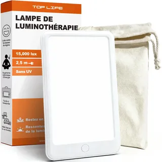 Top Life Lichttherapielampe 15.000 Lux, UV-freie Vollspektrum Tageslichtlampe, LED Sonnenlicht Lampe zur Steigerung von Stimmung & Konzentration, Ideal für Lichttherapie bei Lichtmangel und Müdigkeit