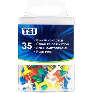 TSI Pinnwandnadeln, 35-er Packung, farbig Sortiert, Art.Nr. 48350