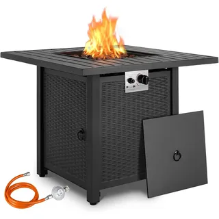 TLGREEN Feuerstelle Gas Feuertisch 28 Zoll / 30 Zoll Outdoor Gas Feuerstelle, (Terrasse Garten Heiztisch 14,5 kW Flüssiggas Gaskamin, mit Lavasteinen & Schutzhülle Witterungsbeständig) 71 cm x 64 cm