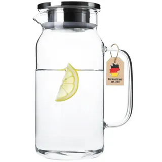 Intirilife Karaffe, Transparent, Glas, 1.2 L, abnehmbarer Deckel, Kaffee & Tee, Kannen, Karaffen