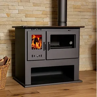 EEK A Kaminofen mit Backfach Werkstattofen Viki 10,5 kW Schwedenofen Kamin Hüttenofen Ofen