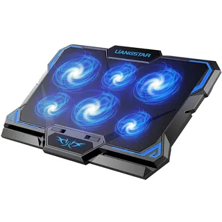 LIANGSTAR Laptop Kühler | Laptop Kühlpads für 12-17 Zoll Notebook | 6 Lüfter mit LEDs | 2200 RPM | Geräuscharme Kühlung | 2 USB Ports | 3 Höheneinstellungen | Cooling Pad Cooler Ständer