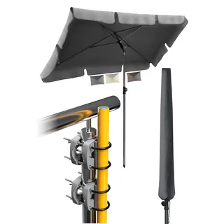 4smile Sonnenschirm Balkon SunnyShade, 200 x 125 cm, Anthrazit - UPF 50+ Sonnenschirm rechteckig als Sonnenschutz Balkon - SunnyEasy Balkon-Schirm mit 2 x Sonnenschirmhalter + Sonnenschirmhülle