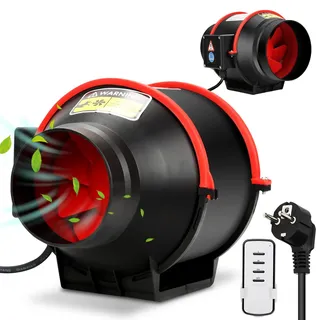 Ikodm 150 mm Einstellbar Rauchabzug Rohrventilator Inline-Kanalventilator, 540 m3/h Abluftventilator Lüfter Leise mit Fernsteuerung, EU-Stecker Für Bad,WC,Küche,Gewächshaus,Zelt,Garage, GOL-8857-M1c