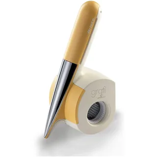 Ariete 457 Gratì Waterproof, Wasserdichte Elektrische Reibe für Käse, Schokolade und Nüsse, Kabellos, Abwaschbar, 2 Edelstahlwalzen, Weiß und Gelb