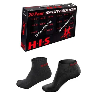 H.I.S. Kurzsocken 20 Paar Schwarz 35-38