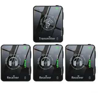 ZYWUOY Kabelloses In-Ear-Monitorsystem, 2,4 G kabelloser Kopfhörer-Monitor, wiederaufladbarer Empfänger für Studio, Bandprobe, Live-Performance (1 Tran 3 Empfänger)