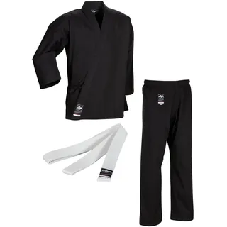Ju-Sports to start Karateanzug Kinder & Erwachsene schwarz - Moderner, besonders leichter Karatekimono 100% Baumwolle, Ideal für Anfänger, Optimale Bewegungsfreiheit - 120