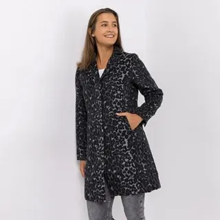 VIA MILANO Kurzmantel, 1/1-Arm Allover-Print Knopfleiste Reverskragen