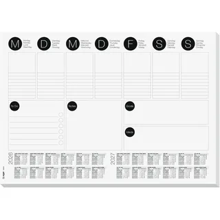 Sigel Schreibtischunterlage WOCHENPLANER 2026/2027 schwarz/weiß Papier 42,0 x 29,7 cm, 30 Blatt