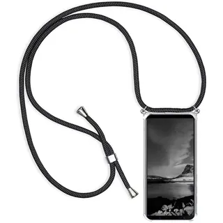 YAMCCCSE Handykette Handyhülle für Vivo V40 SE 5G mit Band - Transparent Handy-Kette Handy Hülle mit Kordel zum Umhängen Handyanhänger Halsband Lanyard Case - Schwarz