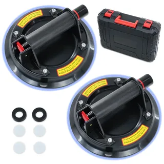 2er-Set 8.2"Saugheber Fliesenheber Glassauger|Tragkraft Max.200KG,Vakuum Saugheber Glas mit Tragbarer Werkzeugkasten,Vakuumheber Glasheber für Glas,Fliesen,Marmor