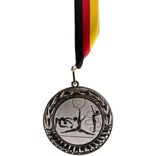 Kübler Sport® Medaille SPORTSGEIST mit Medaillenband, Silber, schwarz / rot / gold, Leichtathletik - Silber