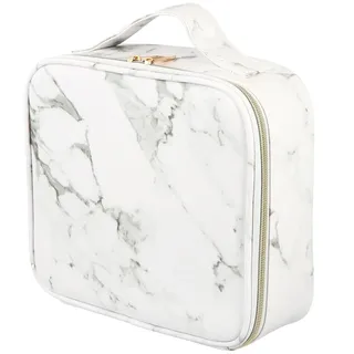 OATIPHO Reise Kosmetikkoffer Make up Organizer Marmormuster Pu Nylon Mit Fächern Tragbarer Kulturbeutel Mit Griff