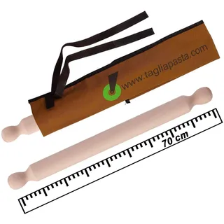 Nudelholz aus Buchenholz mit Hülle aus umweltfreundlicher Baumwolle, Länge 70 cm und Durchmesser 4,2 cm, Nudelholz für frische Pasta