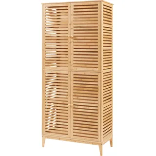 [en.casa] Badezimmerschrank Raurgela 180x80x40 cm Bambus
