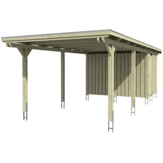 SKANHOLZ Carport Emsland 3,54 x 8,46 m nussbaum mit Abstellraum