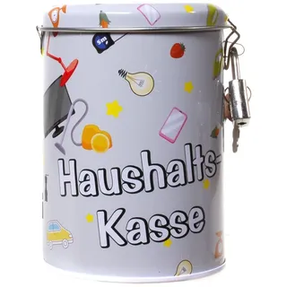 witzige Spardose,Sparbüchse Haushaltskasse aus Metall mit Schloss ca. 11 cm groß