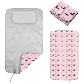Hamur Home Tragbare Wickelunterlage Wasserdichte 40 x 70 cm Wiederverwendbare Baby Wickelauflage Maschinenwaschbar für Unterwegs Wickel Clutch (Swan)