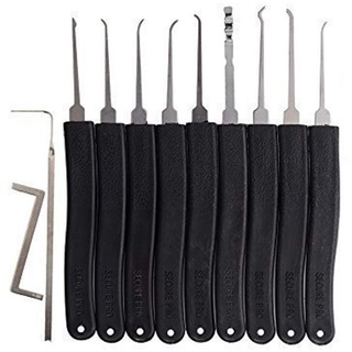 Loboo Idea 11-teiliges Premium-Übungswerkzeug zum Entriegeln, einschließlich 9-teiligem Lockpick-Haken und 2-teiligem Lockpick-Spannschlüssel für Anfänger und Profi-Schlosser