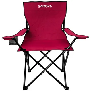 24move 24MOVE® Campingstuhl Faltstuhl rot mit Getränkehalter und Tragetasche Outdoor, faltbar max. 100kg