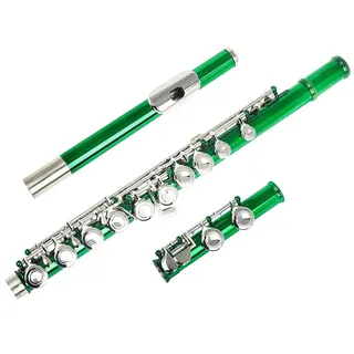 Professionelle Querflöte Grüne 16-Loch-C-Ton-Flöte Mit E-Taste, Konzertflöte Aus Kupfernickel, Mit Gepolsterter Tasche Und Zubehör