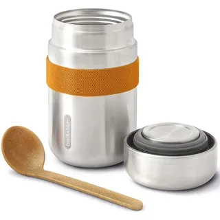 Black+Blum BLACK + BLUM Food Flask Thermobecher 400 ml Orange | Thermobehälter Essen hält 6h heiß & 8h kalt | Auslaufsicher & Vakuumisoliert | mit Löffel aus Holzfasern | Lunchbox Thermo aus Edelstahl