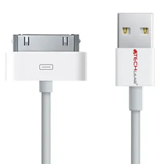 TECHGEAR Ersatz-USB-Datenkabel & Charging für Apple iPod Nano, iPod Touch, iPod Classic, iPod Video & iPhone 4, 4s, 3G, 3Gs & iPad 3, 2, 1-30 Pin USB-Kabel Aufladen und Synchronisieren - Weiß